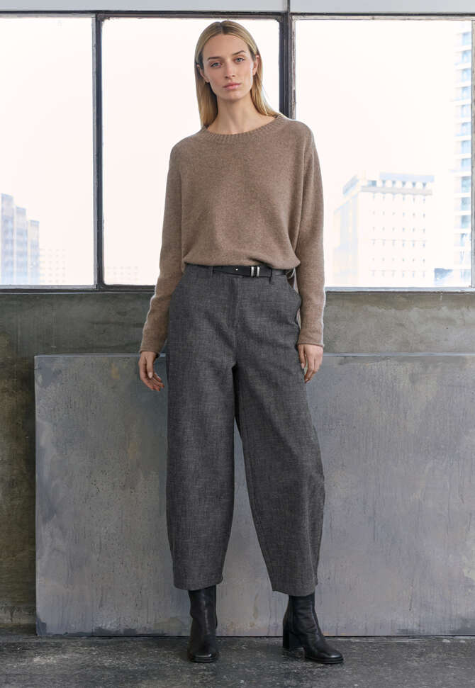 Barrel-Leg-Hose, Grau/Schwarz, completeTheLook