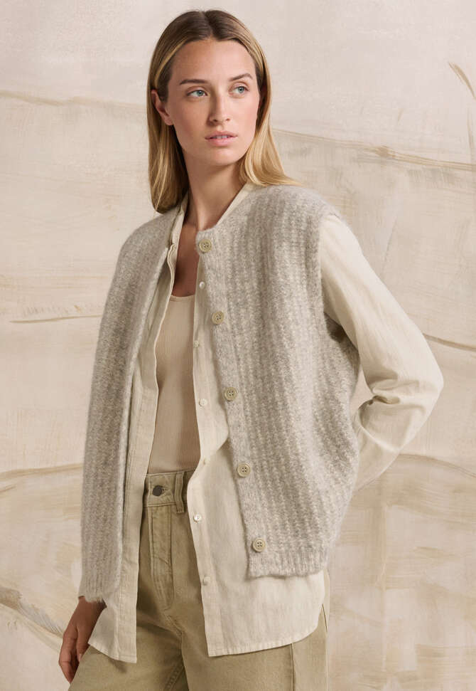 &Auml;rmelloser Cardigan, Blasses Grau, completeTheLook