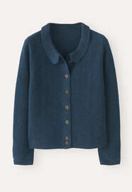 Cardigan mit Kragen, Baltic-Blau, webstill