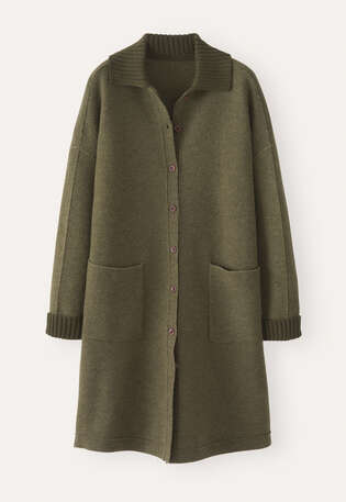 Wollwalk-Coatigan, Khaki, webstill