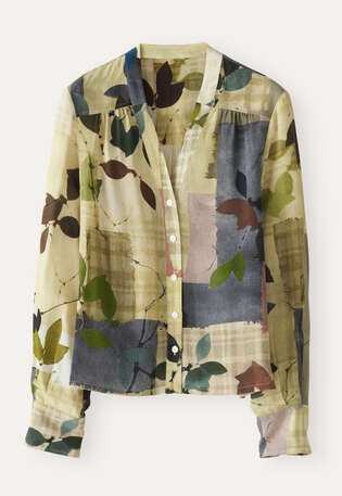 Bedruckte Bluse, Haferbeige, webstill