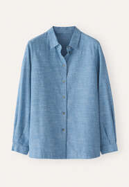 Overshirt mit geschwungenem Saum, Marineblau, webstill