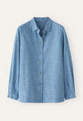 Overshirt mit geschwungenem Saum, Marineblau, webstill