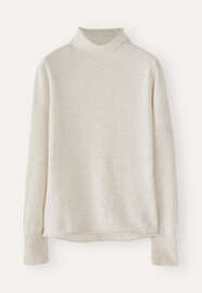 Pullover mit hohem Kragen, Perlgrau, webstill