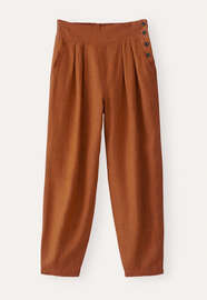 K&uuml;rzer geschnittene Bundfaltenhose, Toskanisches Orange, webstill