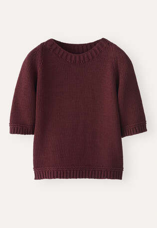 Kurz&auml;rmeliger Pullover, Maronenrosa, webstill