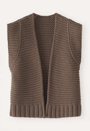 Handgestrickte Weste, Kaffeegrau, webstill
