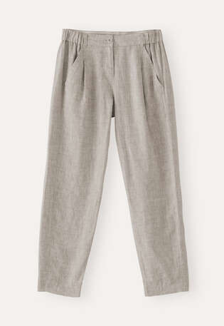 K&uuml;rzere, schmal zulaufende Hose, Nerz, webstill