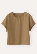 T-Shirt aus Webstoff, Oliv-Lohbraun, webstill