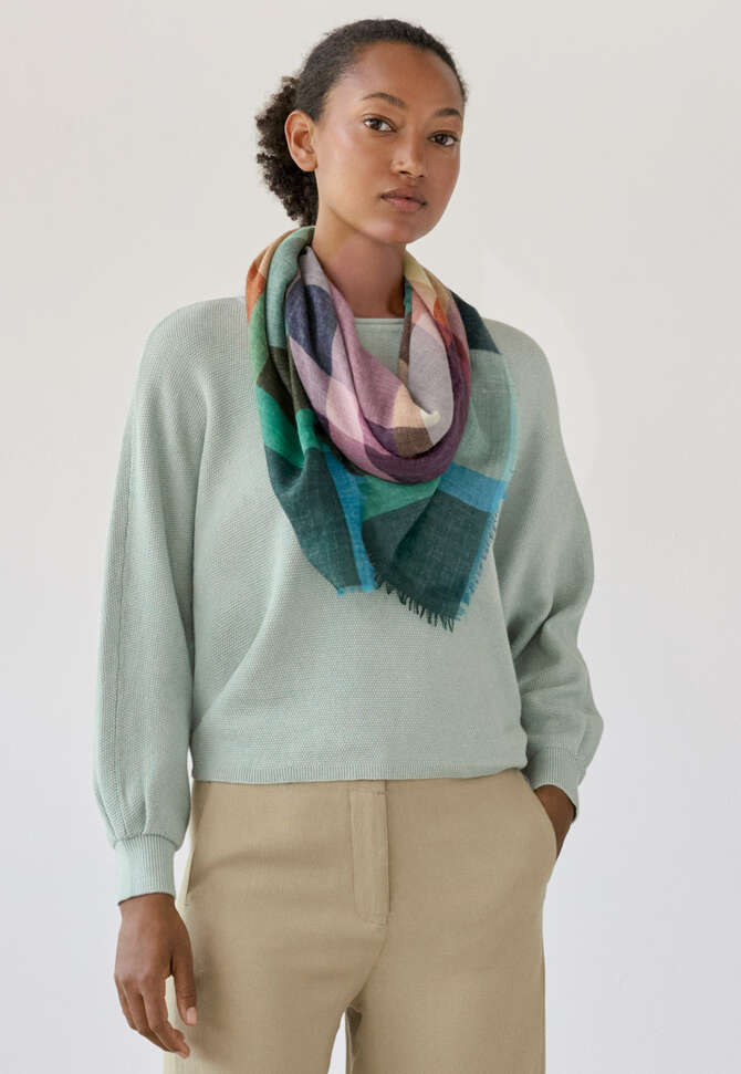 Karierter Schal, Ozean/Mauve, completeTheLook