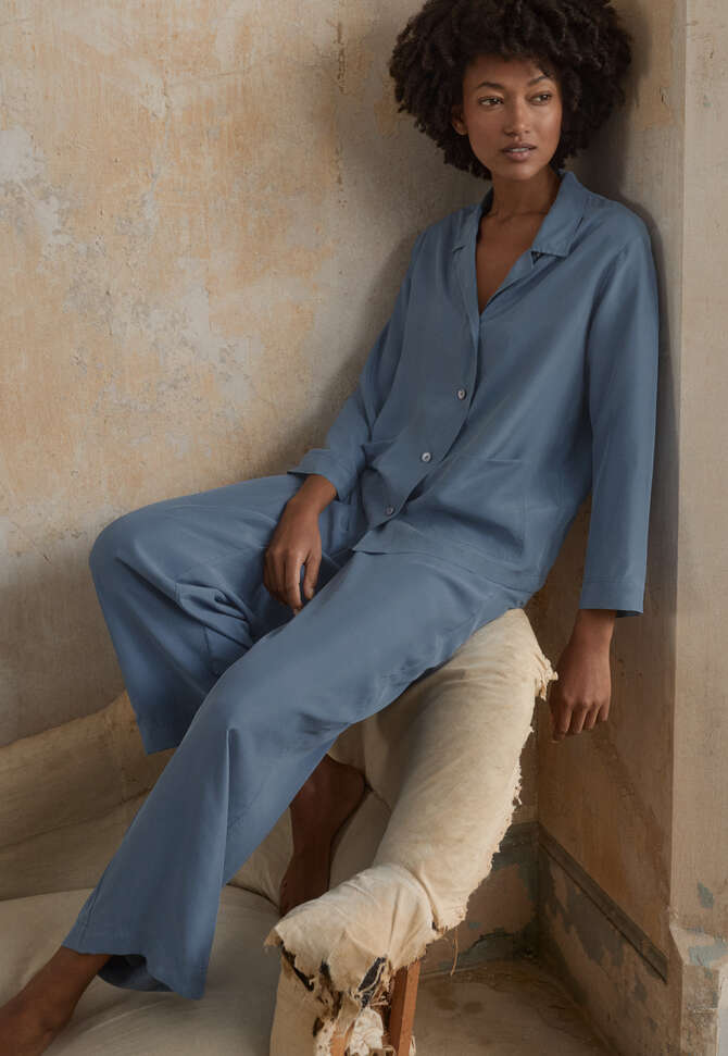 Pyjama aus Seide, Baltic-Blau, completeTheLook