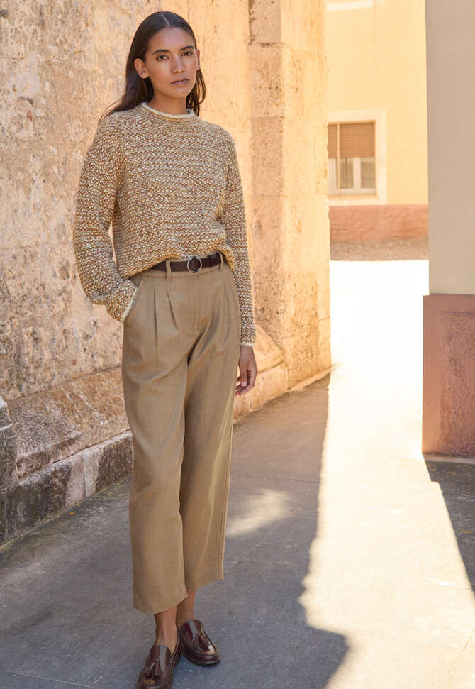 Gemusterter Strickpullover, Rost/Grau, completeTheLook