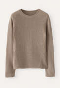 Lang&auml;rmeliger Pullover, Taupe, webstill