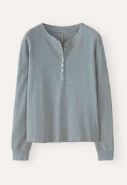 Gestreiftes Henley-Top, Blau/Stein, webstill