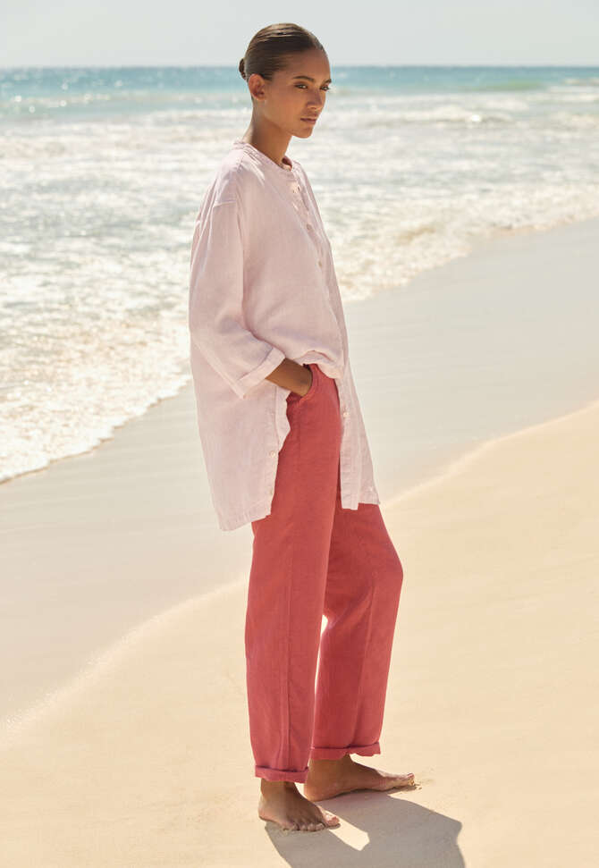 Jeans mit schmalem Bein, Koralle, completeTheLook