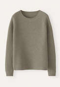 Gerippter Pullover mit Rundhalsausschnitt, Getrockneter Salbei, webstill