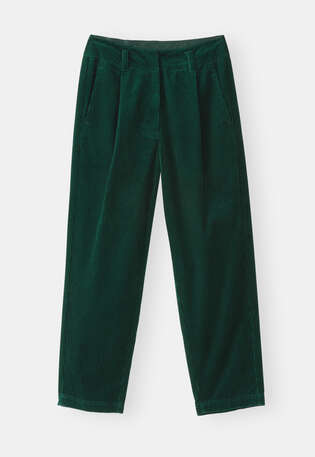 Bundfaltenhose, Dunkles Flaschengr&uuml;n, webstill