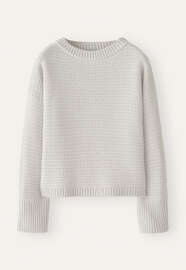 Pullover im Fangmuster, Perle, webstill