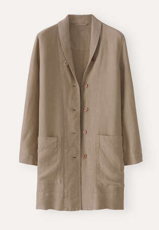 Lange Jacke, Taupe, webstill