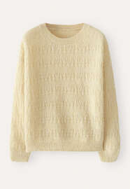 Pullover mit strukturierten Streifen, Zitrone/Rehbraun, webstill