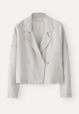 Jacke mit breitem Kragen, Eisgrau, webstill