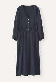 Kleid mit gerafften &Auml;rmeln, Mitternacht, webstill