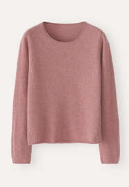 Pullover mit Rundhalsausschnitt, Zartes Beerenrot, webstill