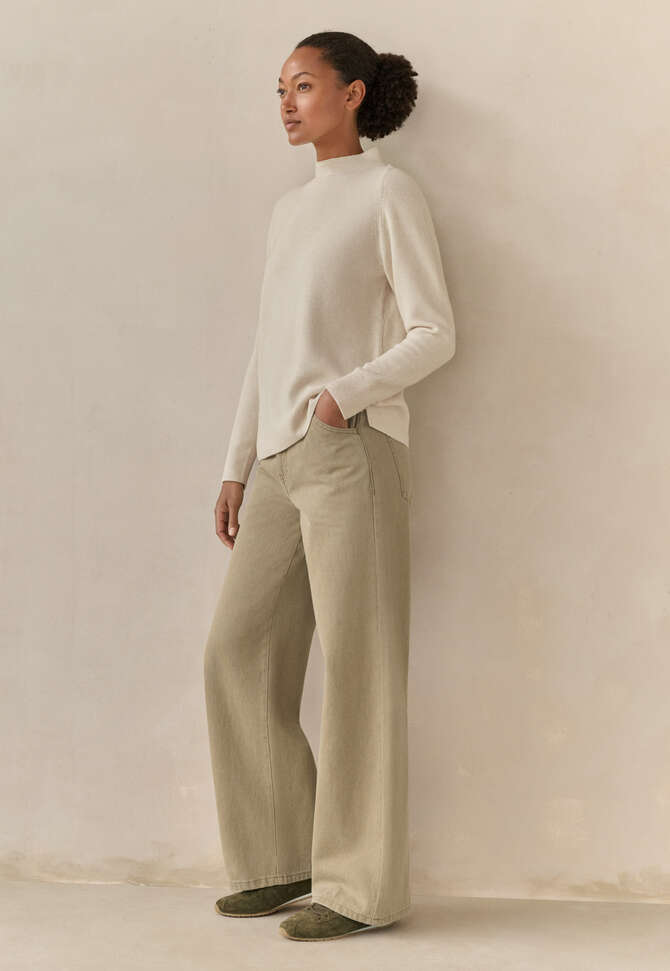 Trichterkragen-Pullover, Creme, completeTheLook