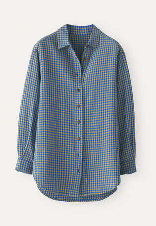 Bluse mit Vichy-Karo, Blau/Gold, webstill