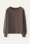 Perlmuster-Dolman-Pullover, Nussbraun, webstill