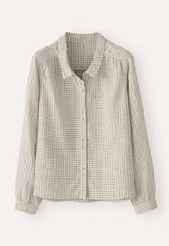 Bluse mit eingewebten Punkten, Ecru/Blau, webstill