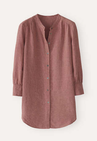 Lange Bluse mit geschwungenem Saum, Zartes Mahagoni, webstill