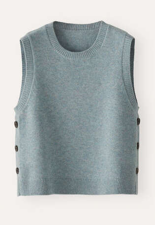 &Auml;rmelloser Pullover, Blasses Ozeanblau, webstill