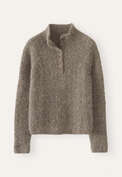 Pullover mit gekn&ouml;pftem Kragen, Dunkles Taupe, webstill