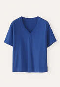 T-Shirt mit V-Ausschnitt, Azur, webstill