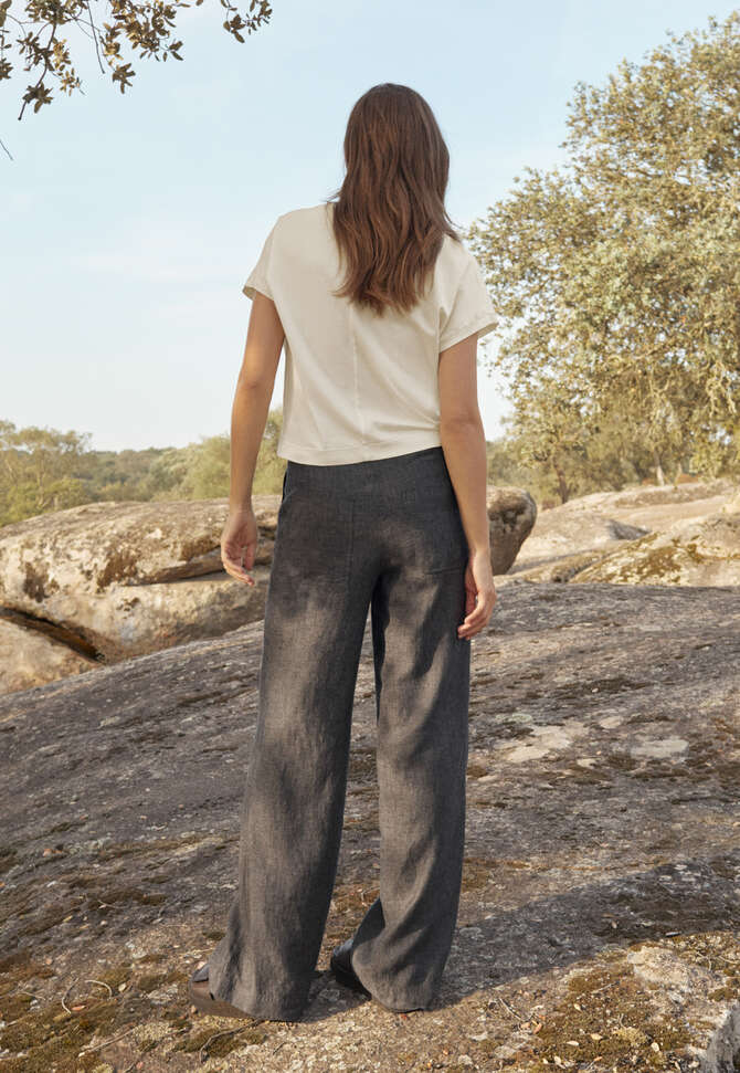 Entspannte Hose mit geradem Bein, Schiefergrau, completeTheLook