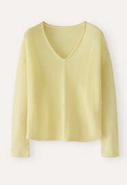 Pullover mit V-Ausschnitt und gerippten Eins&auml;tzen, Sorbet, webstill