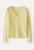Pullover mit V-Ausschnitt und gerippten Eins&auml;tzen, Sorbet, webstill