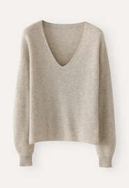Pullover mit V-Ausschnitt, Kieselstein, webstill