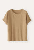 T-Shirt, Dunkles Weizenbeige, webstill