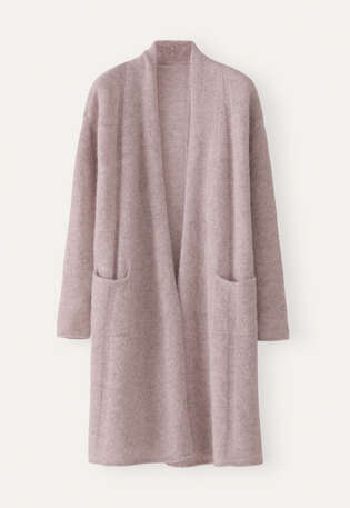 Verschlussloser Cardigan, Fliedergrau, webstill