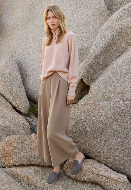 Pullover mit Frontrei&szlig;verschluss, Grauros&eacute;, completeTheLook