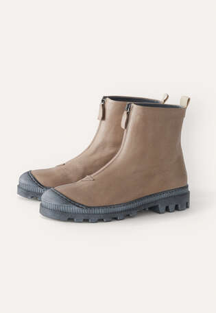 Stiefel mit Frontrei&szlig;verschluss, Taupe, webstill