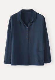 Jersey-Polo-Oberteil, Dunkles Petrol, webstill