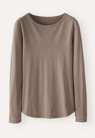 Oberteil mit Rundhalsausschnitt, Zartes Taupe, webstill