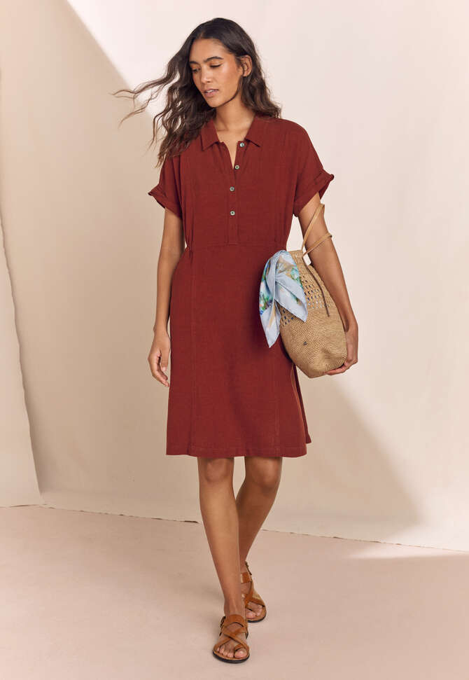 Kurzes Kleid mit Kragen, Granat, completeTheLook