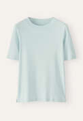 T-Shirt aus Seide und Baumwolle, Aqua-Nebel, webstill