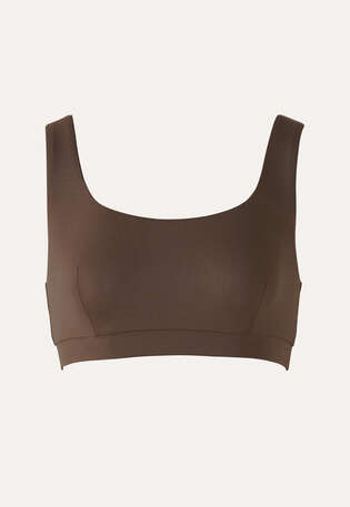 Bikini-Oberteil mit quadratischem Ausschnitt, Kaffee, webstill