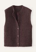 &Auml;rmelloser Cardigan, Maronenbraun, webstill