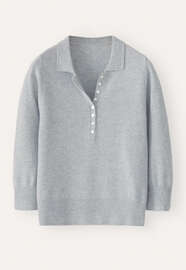 Pullover mit Kragen, Eisblau, webstill